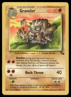 Pokemon Cards Graveler 37/62 UNLIMITED Fossil WOTC Uncommon HP *2 - Image 1