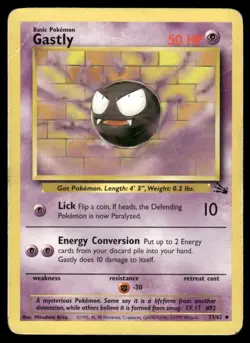 Pokemon Cards Gastly 33/62 UNLIMITED Fossil WOTC Uncommon HP - Image 1