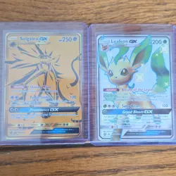 Pokemon GX Holo Cards Lot Solgaleo GX & Leafeon GX Sun & Moon Set (2 Cards) - Image 1