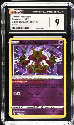Radiant Alakazam 059/195 Holo Silver Tempest Pokemon CGC 9 Mint - Image 1