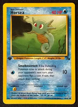 1st Edition Horsea - Fossil - #49/62 - Vintage Pokemon Card 1999 WOTC - Image 1