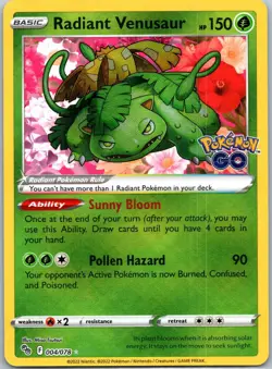 Radiant Venusaur Radiant Rare Pokemon GO 004/078 NM - Image 1