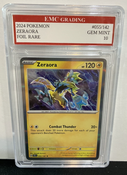 ZERAORA HOLO FOIL 2024 Pokemon RARE #55/142 Card GRADED 10 MINT - Image 1