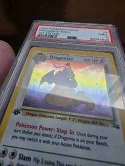 PSA 9 MINT Pokemon Dragonite Holo 4/62 WotC 1st Edition Fossil Rare - Image 3
