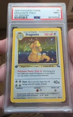PSA 9 MINT Pokemon Dragonite Holo 4/62 WotC 1st Edition Fossil Rare - Image 5