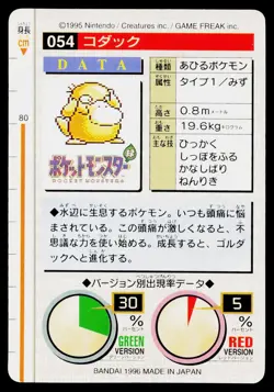 Psyduck No. 054 Green Bandai Carddass Series 1-2 G Pokemon Japanese Near Mint - Image 2