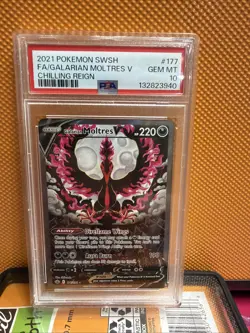 Galarian Moltres V Alt Art PSA 10 GEM MINT – Chilling Reign 177/198 Pokemon - Image 1