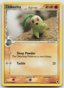 Chikorita 44/101 LP - Yuka Morii Clay Art - EX Dragon Frontiers Pokemon Card - Image 1