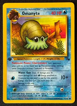1st Edition Omanyte - Fossil - #52/62 - Vintage Pokemon Card 1999 WOTC - Image 1