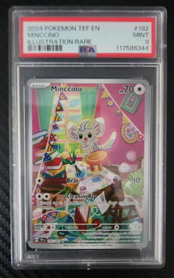 Pokemon TCG Minccino 182/162 Temporal Forces Illustration Rare Card - PSA 9 MINT - Image 1