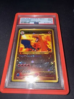 PSA 9 MINT Charizard 006 REVERSE HOLO Neo File 2 Japanese Pokemon Card CS4-713 - Image 1