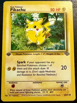 Pikachu 60/64 Common First Edition Jungle Pokemon MP - Image 1