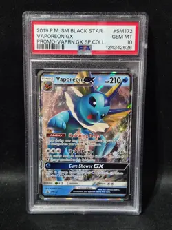 Pokemon Vaporeon GX Special Coll. Black Star Holo Promo SM172 PSA 10 POP 149 - Image 1