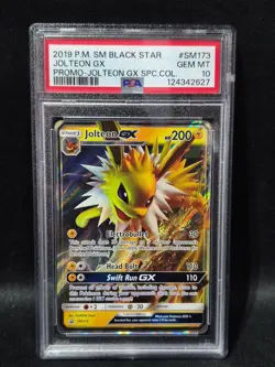 POKEMON BLACK STAR PROMO JOLTEON GX #SM173 HOLO FOIL PSA 10 POP 122 - Image 1