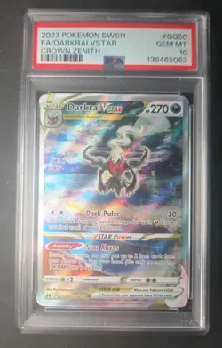 2023 POKEMON SWORD & SHIELD CROWN ZENITH #GG50 FULL ART/DARKRAI VSTAR PSA 10 - Image 1