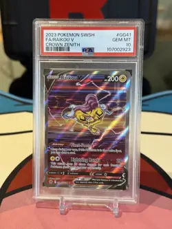 2023 POKEMON SWORD & SHIELD CROWN ZENITH #GG41 FULL ART/RAIKOU V PSA 10 - Image 1