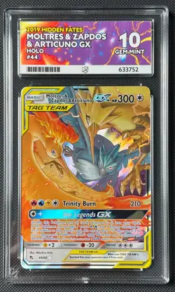 ACE 10 MOLTRES & ZAPDOS & ARTICUNO GX 44/68 HIDDEN FATES POKEMON CARD - Image 1
