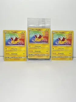 Pokemon - 3 Ash's Pikachu cards - TCG SM108 2017 Promo Card - 1 SEALED - 2 NM - Image 1