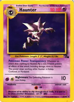 Pokemon TCG Haunter Fossil Set Unlimited Rare Non-Holo Card 21/62 DMG - Image 1