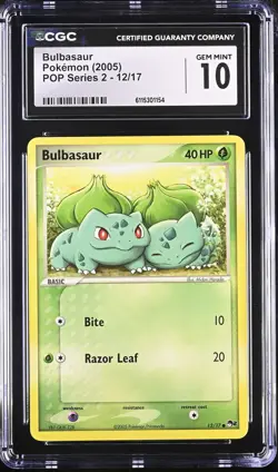 CGC 10 GEM MINT Bulbasaur 2005 POP Series 2 12/17 Pokemon Card - Image 1