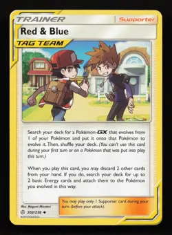 Red & Blue 202/236 Non Holo Cosmic Eclipse Pokemon Card Near Mint - Image 1