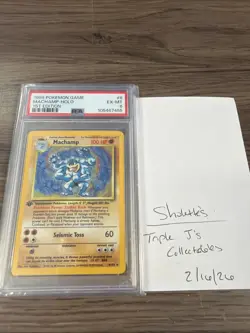 1999 Pokemon Base Set Holo 1st Edition Machamp 8/102 PSA 6 - Image 1