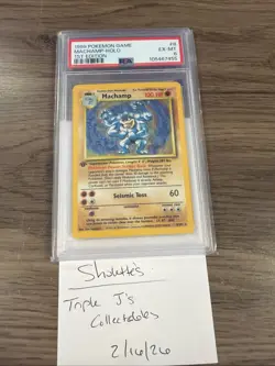 1999 Pokemon Base Set Holo 1st Edition Machamp 8/102 PSA 6 - Image 2