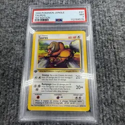 Pokemon Jungle Tauros 1999 1st Edition #47/64 NM PSA 7 Free Shipping! - Image 1