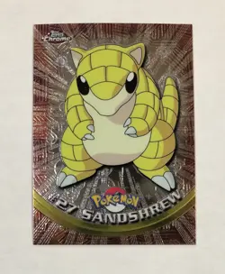 2000 Pokemon Topps Chrome SANDSHREW #27 Base Foil TV Animation Series Light Play - Image 1