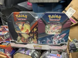 Pokemon TCG V Heroes 2-Pack Bundle Flareon V Sylveon V Tin Factory Sealed NEW - Image 1