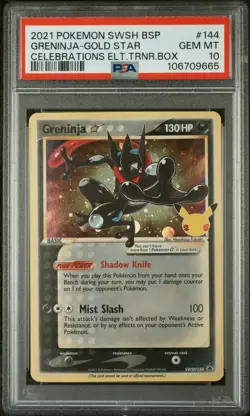 2021 POKEMON SWSH BLACK STAR PROMO #144 GRENINJA-GOLD STAR PSA 10 - Image 1