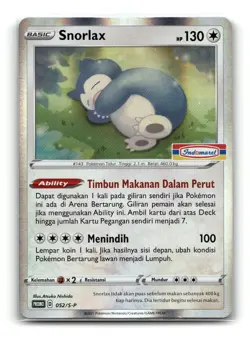 Pokemon 2021 Indonesia Snorlax Promo Card 052/S-P Stamped Indomaret - Image 1