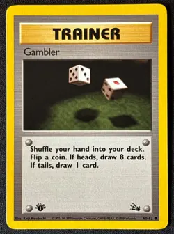 1st Edition Gambler - Fossil - #60/62 - Vintage Pokemon Card 1999 WOTC - Image 1