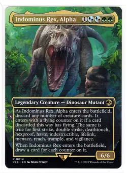 MTG Indominus Rex, Alpha (Borderless, 14) Universes Beyond: Jurassic World (REX) - Image 1