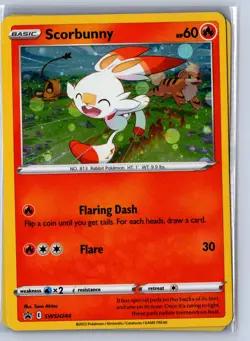 Pokemon SWSH: Sword & Shield Promo Cards Scorbunny #SWSH244 Cosmos Holo,NM .p2a - Image 1