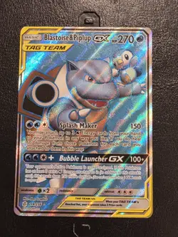 Pokemon TCG Blastoise Piplup GX Full Art Tag Team 214/236 Cosmic Eclipse NM - Image 1