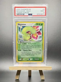 2005 POKEMON MEGANIUM HOLO #9 EX RUBY SAPPHIRE UNSEEN FORCES PSA 9 - Image 1