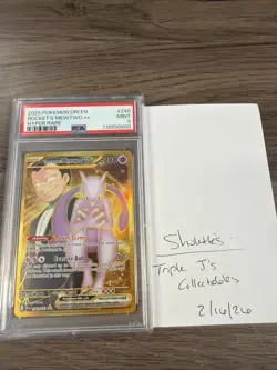 2025 Pokemon DRI EN Team Rocket's Mewtwo ex HYPER RARE Gold 240/182 PSA 9 - Image 1