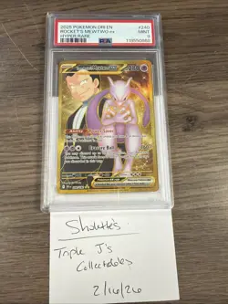 2025 Pokemon DRI EN Team Rocket's Mewtwo ex HYPER RARE Gold 240/182 PSA 9 - Image 2