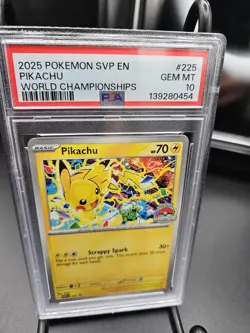 2025 POKEMON SVP EN PIKACHU WORLD CHAMPIONSHIPS #225 PSA 10 - Image 2