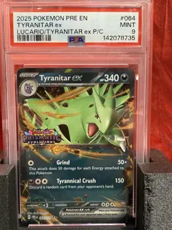 2025 Pokemon Prismatic Evolutions Tyranitar EX #064/131 PSA 9 Mint - Image 1