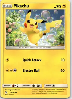 Pokemon TCG Pikachu 19/68 Hidden Fates Regular Non Holo Lightly Played - Image 1