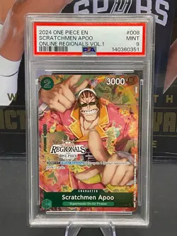 2024 One Piece ST02-008 Scratchmen Apoo Online Regionals Vol. 1 PSA 9 MINT - Image 1