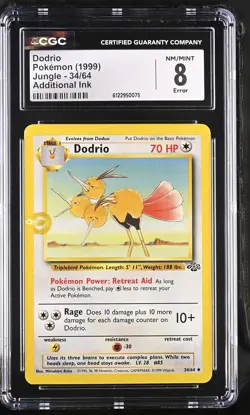 CGC 8 ERROR Dodrio 1999 Jungle 34/64 Pokemon Card - Image 1