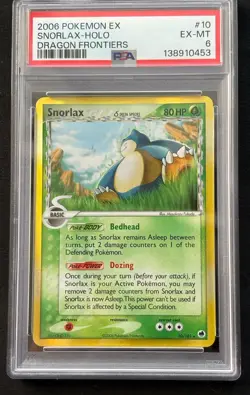 2006 POKEMON EX DRAGON FRONTIERS #10 SNORLAX-REVERSE FOIL- PRINT ERROR! PSA 6 - Image 1
