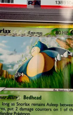 2006 POKEMON EX DRAGON FRONTIERS #10 SNORLAX-REVERSE FOIL- PRINT ERROR! PSA 6 - Image 2
