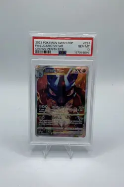 2023 Pokemon SWSH 291 Lucario VStar Crown Zenith ETB Black Star Promo PSA 10 Gem - Image 1