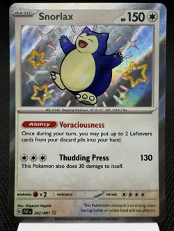 Snorlax 202/091 - Shiny Holo Rare - Paldean Fates Pokemon Card MINT - Image 1