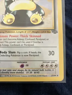 ⚪ Snorlax 27/64 Jungle Regular -Pokemon TCG Single Lp - Image 3