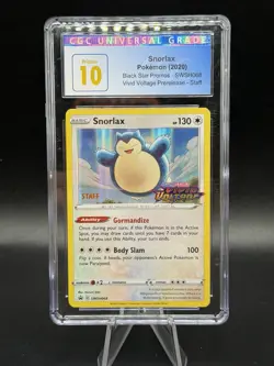 Pokemon Snorlax Vivid Voltage STAFF Prerelease Promo SWSH068 CGC 10 Pristine P34 - Image 1